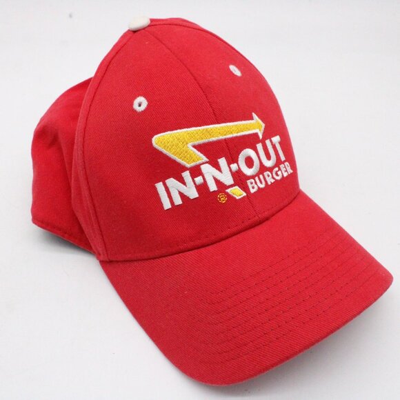 In N Out Burger Baseball Cap Red Embroidered Hat Adult Flex Fitted Large/XL - Picture 2 of 7